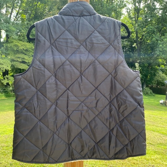 Mud Pie Duncan Black Quilted Sherpa Lined Vest Zip Pockets large P2P 23” L 25” - Picture 2 of 6